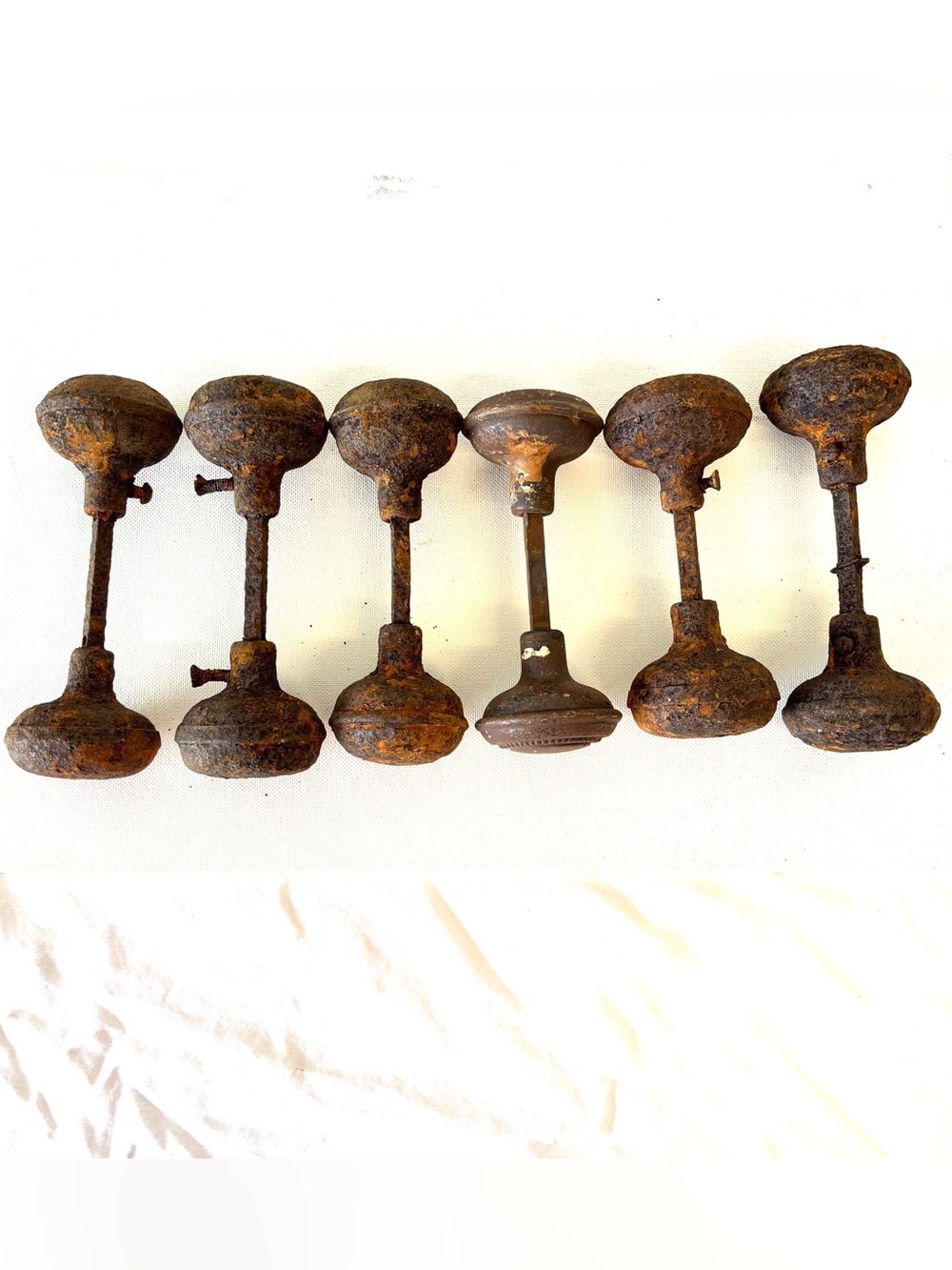 Lot Of Antique / Vintage Metal Door Knobs 6 Sets 12 Knobs Farm Rustic Salvage